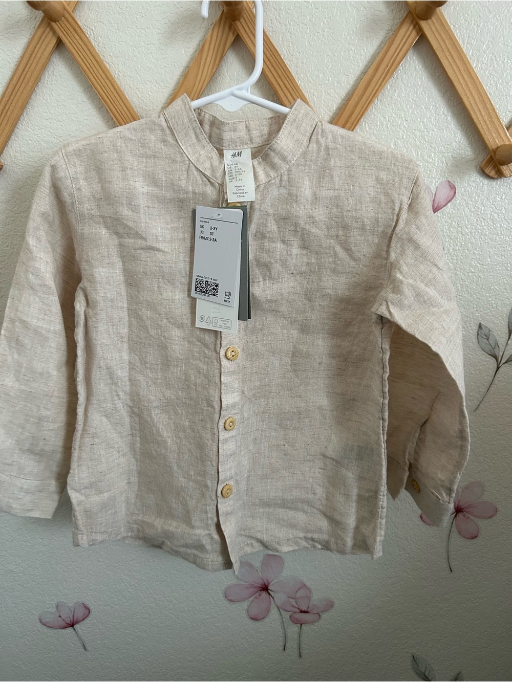 H&M Beige Linen Button-Up Shirt